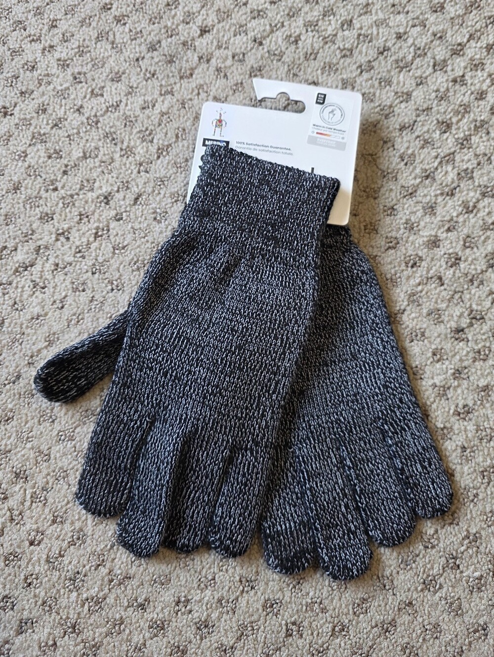 Smartwool Marled Black and Gray Knit Gloves